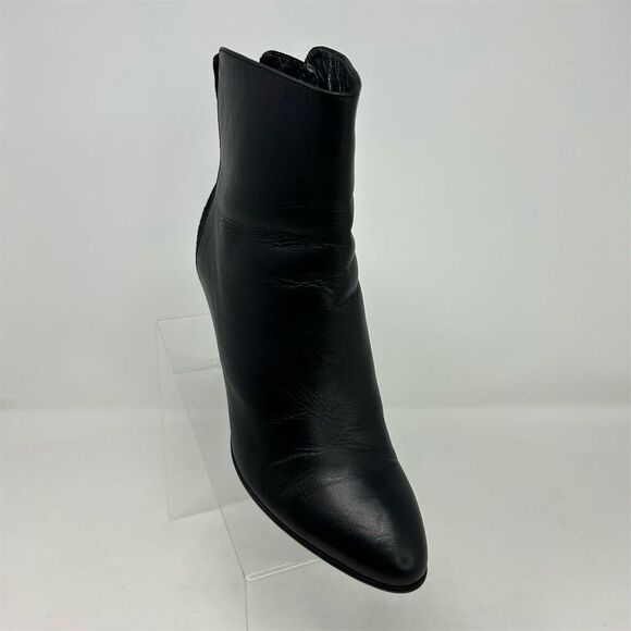 Aquatalia Women's Black Leather Ankle Boots Size 7 High Heel Back Zip Closure - Picture 2 of 13